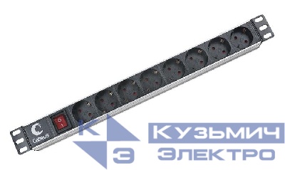 Блок евророзеток для 19дюйм шкафов 10А PDU-8P 8 розеток CABEUS 2402c