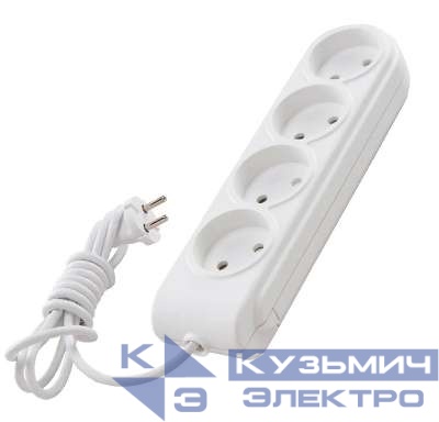 Удлинитель 4х2м без заземл. 10А IP20 защ. шторки Makel N4010031