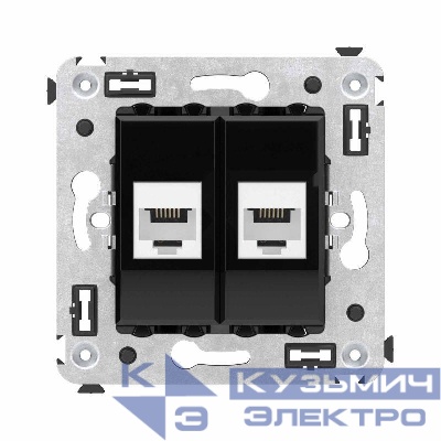 Розетка телефонная 2-м СП Avanti "Черный квадрат" RJ12 без шторок механизм DKC 4402614