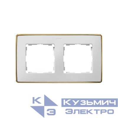 Рамка 2-м Simon82 Detail бел.; основание золото Simon 8201620-245
