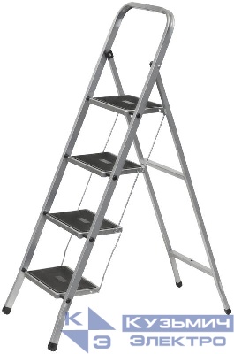 Лестница-стремянка 4 широкие ступ. Н=139см 6.7кг сталь FIT 65383