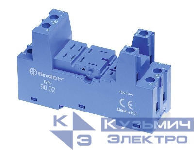 Розетка с винт. клеммами (с зажимной клетью) для реле 56.32 модули 86.30 99.02 в комплекте металлич. клипса 094.71 син. FINDER 9602SMA