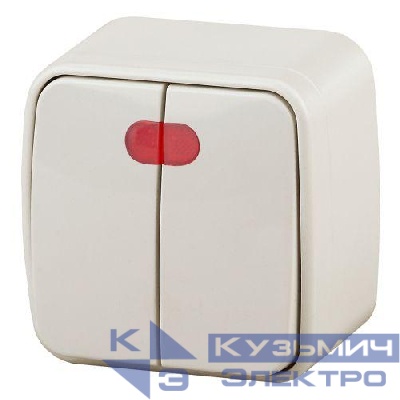 Выключатель 2-кл. ОП Polo 3-105-02 10А 250В IP20 с подсветкой слон. кость Intro Б0053545
