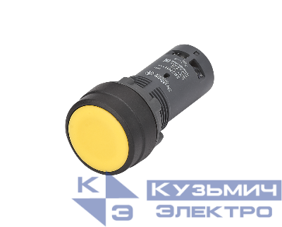 Кнопка моноблочная SB7 22мм с фиксацией пластик 1НО IP65 желт. SE SB7NH51