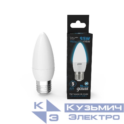 Лампа светодиодная Black 9.5Вт свеча 6500К холод. бел. E27 950лм GAUSS 103102310