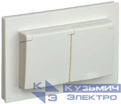 Розетка 2-м СП BRITE РСбш12-3-44-БрКр 16А в сборе IP44 с крышкой беж. IEK BR-R26-16-44-K10-F