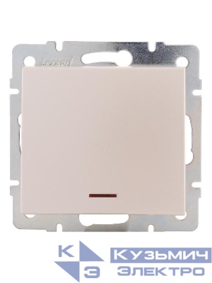 Выключатель 1-кл. СП Rain IP20 с подсветкой механизм жемчуж./бел. перламутр. LEZARD 703-3088-111