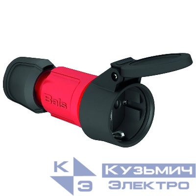 Розетка кабельная Schuko 16А 3п 2P+E 250В IP54 Multi-grip красн. Bals 7489