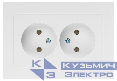 Розетка 2-м СП Accent 6-204-01 16А IP20 250В 2P AL/CU бел. Intro Б0063447