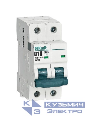 Выключатель автоматический модульный 2п D 10А 10кА ВА-105 DEKraft 13212DEK