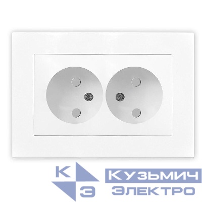 Розетка 2-м СП Афина 16А IP20 без заземл. защ. шторки в сборе бел. Universal A0048