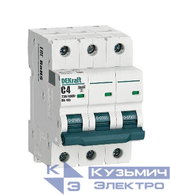 Выключатель автоматический модульный 3п C 4А 10кА ВА-105 DEKraft 13174DEK
