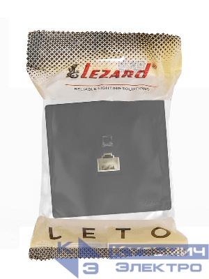 Розетка компьютерная.1-м ОП RJ45 LETO черн. бархат LEZARD 752-4200-139