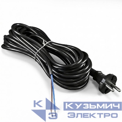 Шнур сетевой с вилкой 5м без заземл. 10А ПВС 2х1 черн. DOMTOK 2776
