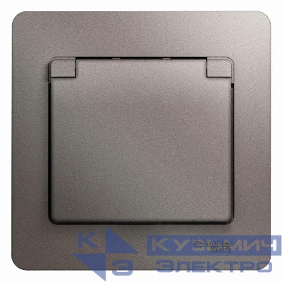 Розетка 1-м СП Glossa 16А IP20 250В с заземл. защ. шторки с крышкой в сборе платина SE GSL001246