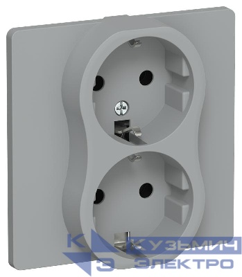 Розетка 2-м СП FLITE РС12-1-К-ФлС 16А с заземл. без защ. шторок безвинтовое крепление в сборе механизм сер. IEK FI-R21C-16-1-K03