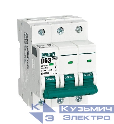 Выключатель автоматический модульный 3п D 63А 6кА ВА-103M без теплозащиты DEKraft 12562DEK