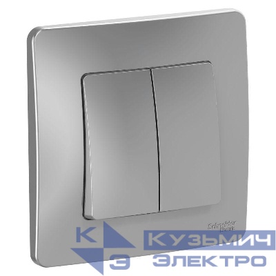 Выключатель 2-кл. СП Blanca 10А IP20 (сх. 5) 250В алюм. SE BLNVS010503
