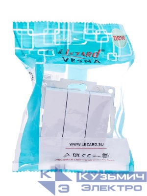 Выключатель 3-кл. СП Vesna механизм бел. LEZARD 742-0288-109