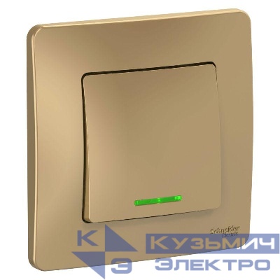 Выключатель 1-кл. СП Blanca 10А IP20 (сх. 1) 250В с подсветкой титан SE BLNVS010114