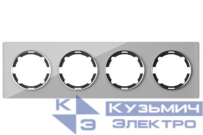 Рамка 4-м Garda горизонт стеклянная сер. 2E52401302 OneKeyElectro 2234937