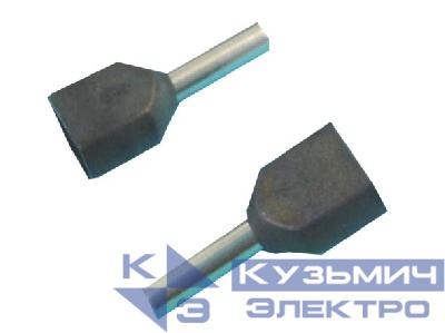 Штыревой втулочный кабельный наконечник TE 7510 (НШВИ F=10мм) 2х0,75мм2, изолированный, серый, 100шт, NETKO Optima