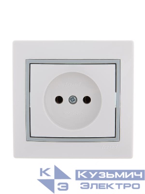 Розетка 1-м СП Mira 16А IP20 без заземл. с сер. вставкой керамика бел. LEZARD 701-0215-121