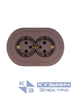 Розетка 2-м СП OSEN с заземл. ПБТ круглая механизм шоколад LEZARD 744-7300-127B
