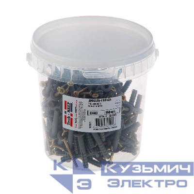 Дюбель-гвоздь 6х40 с грибовидной манжетой полипропилен (уп.150шт) ведро Tech-Krep 101989