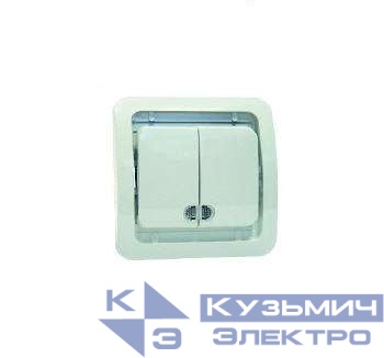 Выключатель 2-кл. СП Mimoza 10А IP20 без вставки с подсветкой бел. Makel 22023