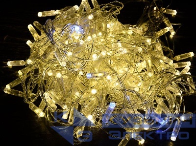 Гирлянда "Нить" 10м 100LED тепл. бел. IP44 провод прозр. 230В мерцание транзит IEK LGDU121-1-100-10-T-S-44