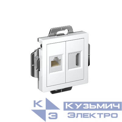 Розетка 2-м СП AtlasDesign HDMI + RJ45 кат.5E механизм бел. SE ATN000182