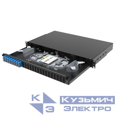 Полка оптическая выдвижная 1U с адатерами 8 х duplex SC OS2 в комплекте с лицевой панелью пигтейлами сплайс-кассет(ой/ами) и гильзами КДЗС DKC RNFP9DSCU8