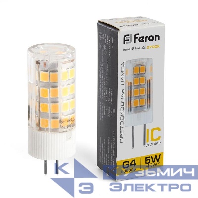 Лампа светодиодная LB-432 5Вт JCD 2700К G4 230В FERON 25860