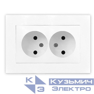 Розетка 2-м СП Афина 16А IP20 без заземл. в сборе бел. Universal A0102