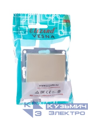 Выключатель 1-кл. 1п СП Vesna 10А IP20 с индикацией механизм крем. LEZARD 742-0388-111
