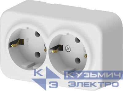 Розетка 2-м СП ARIA 16А IP20 с заземл. бел. ARVIA 25 01 1000 907