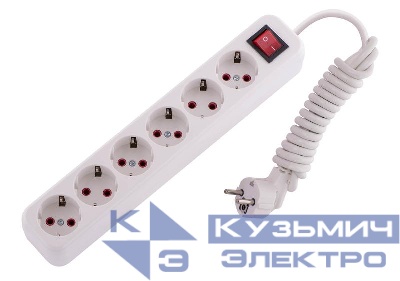 Удлинитель 6х2м с заземл. 16А IP20 Lila с выкл. LEZARD 720-0602-602