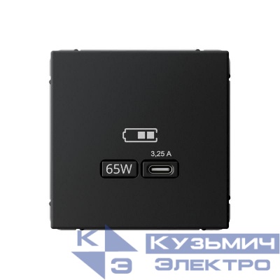 Розетка USB ArtGallery тип C 65Вт QC PD высокоскор. ЗУ механизм карбон SE GAL001027