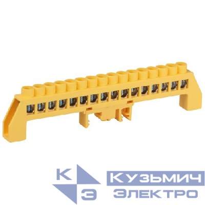 Шина PE земля в комбинированном изоляторе на DIN-рейку ШНИ-8х12-16-Д желт. NO-224-120 Эра Б0062935