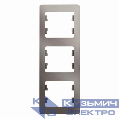 Рамка 3-м Glossa вертикал. платина SE GSL001207