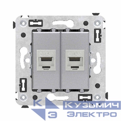 Розетка компьютерная 2-м СП Avanti "Закаленная сталь" RJ45 кат.6A без шторок экранир. механизм DKC 4404774