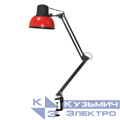 Светильник Бета-К настол. на струбцине 60Вт без лампы ЛОН Е27 красн. Трансвит 000000000085