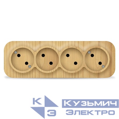 Розетка 4-м ОП 10А IP20 без заземл. сосна IONICH 1456
