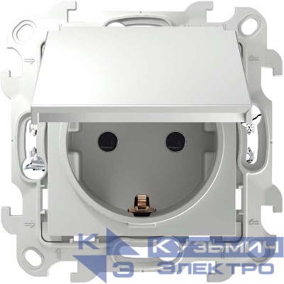 Розетка 1-м СП Simon 24 16А IP44 2P+E Push&Go механизм бел. Simon 2420448-030