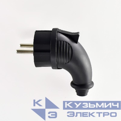 Вилка угловая 16А 2P+PE 220-240В IP44 каучук LEZARD 106-0400-0108/108