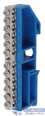 Шина N "ноль" на DIN-изол. ШНИ-6х9-12 никелированная Д син. NO-222-87-1 ЭРА Б0044136