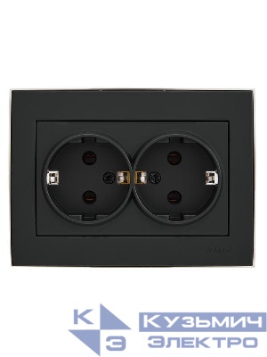 Розетка 2-м СП RAIN 16А IP20 с заземл. керамика черн. бархат + хром LEZARD 703-4225-127