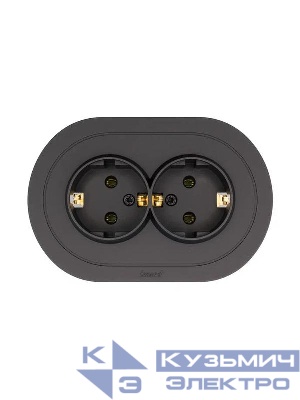Розетка 2-м СП OSEN с заземл. ПБТ круглая механизм черн. бархат LEZARD 744-4200-127B