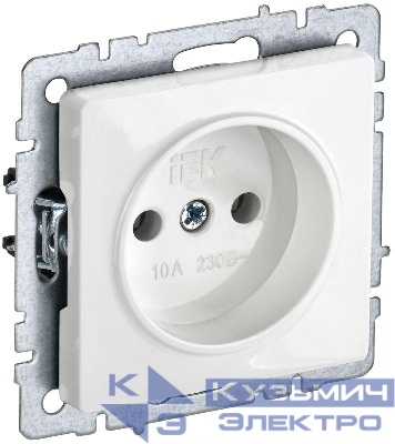Розетка BRITE РС10-1-0-БрБ 10А без заземл. без защ. шторок механизм бел. IEK BR-R10-10-K01